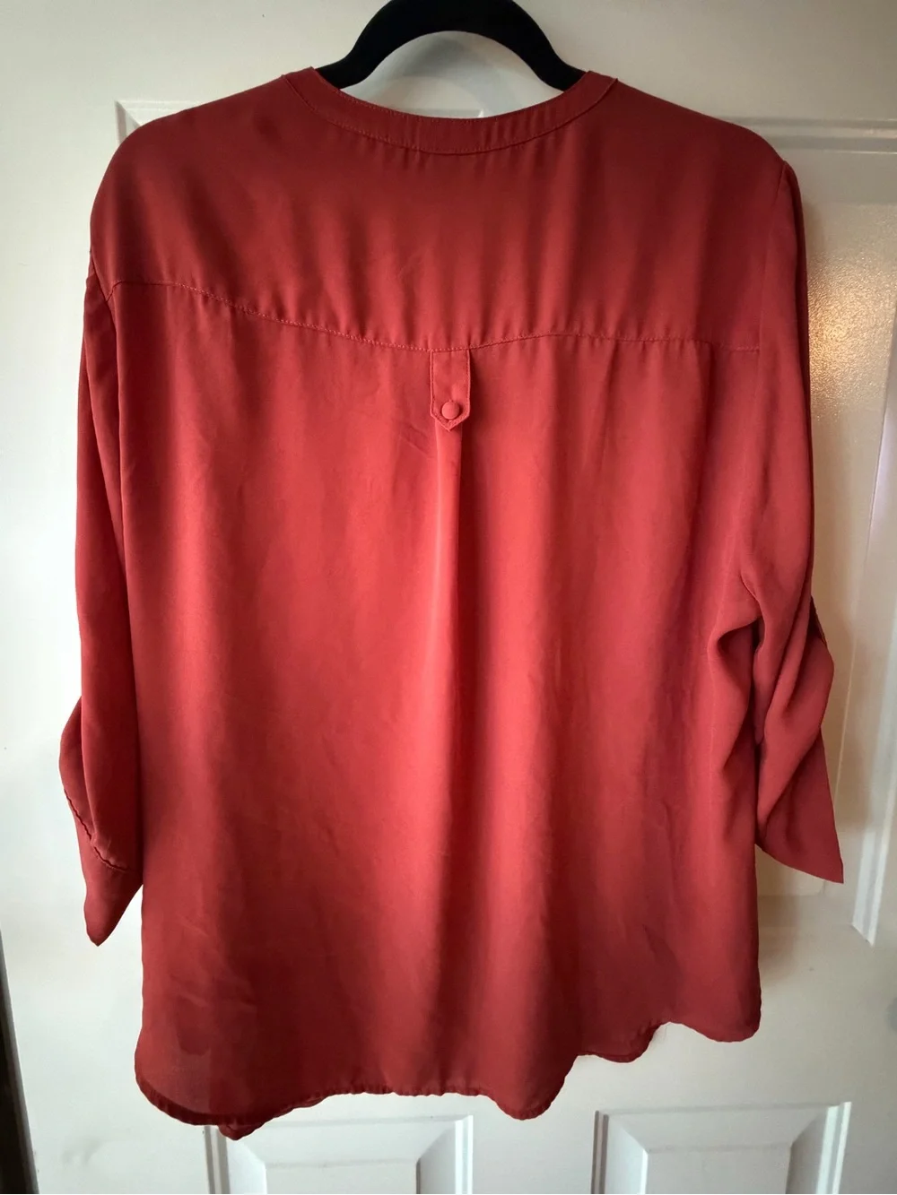 torrid Coral Rust orange/ red V-Neck Utility Blouse - Picture 2 of 5